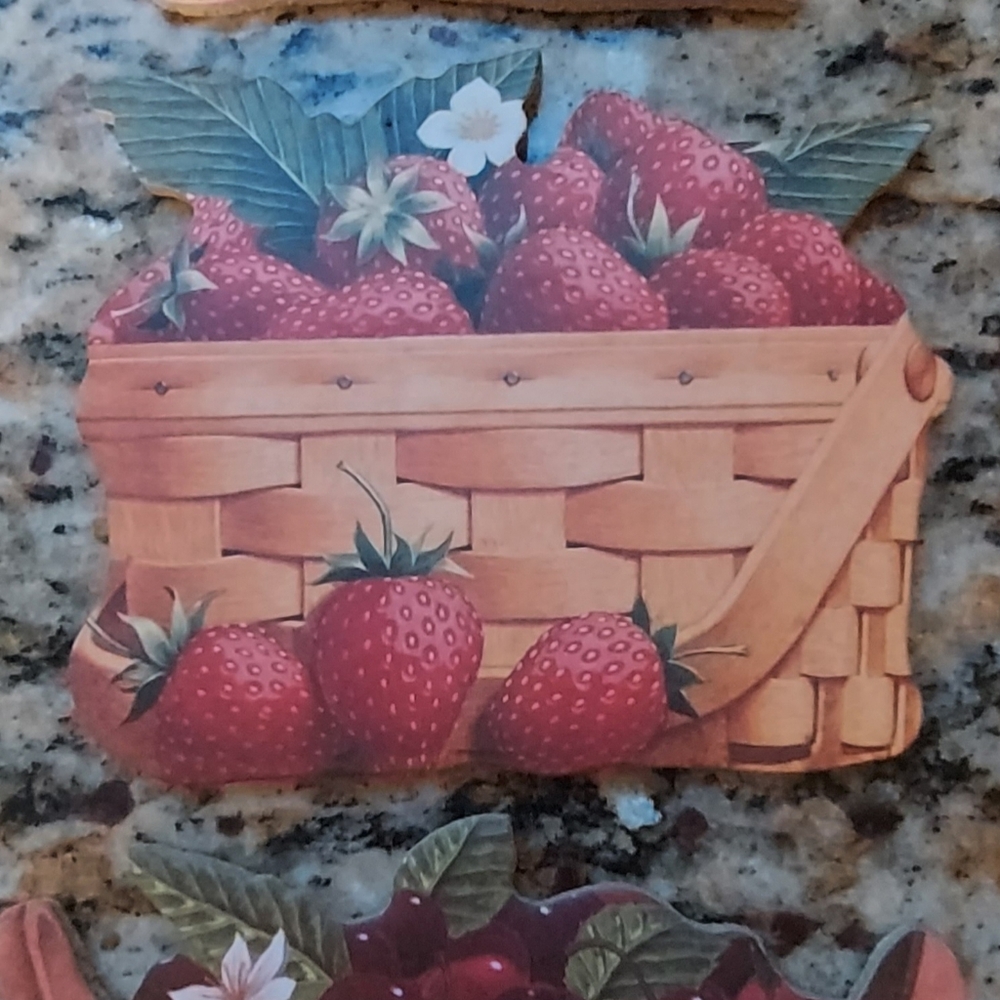 Three (3) Longaberger Fruit Cork Coasters